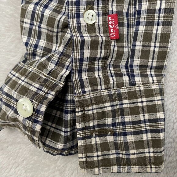 Vintage Levi's Mens Shirt Large Red Tab Long Sleeve Plaid Button-Down Casual Y2K - Picture 9 of 12
